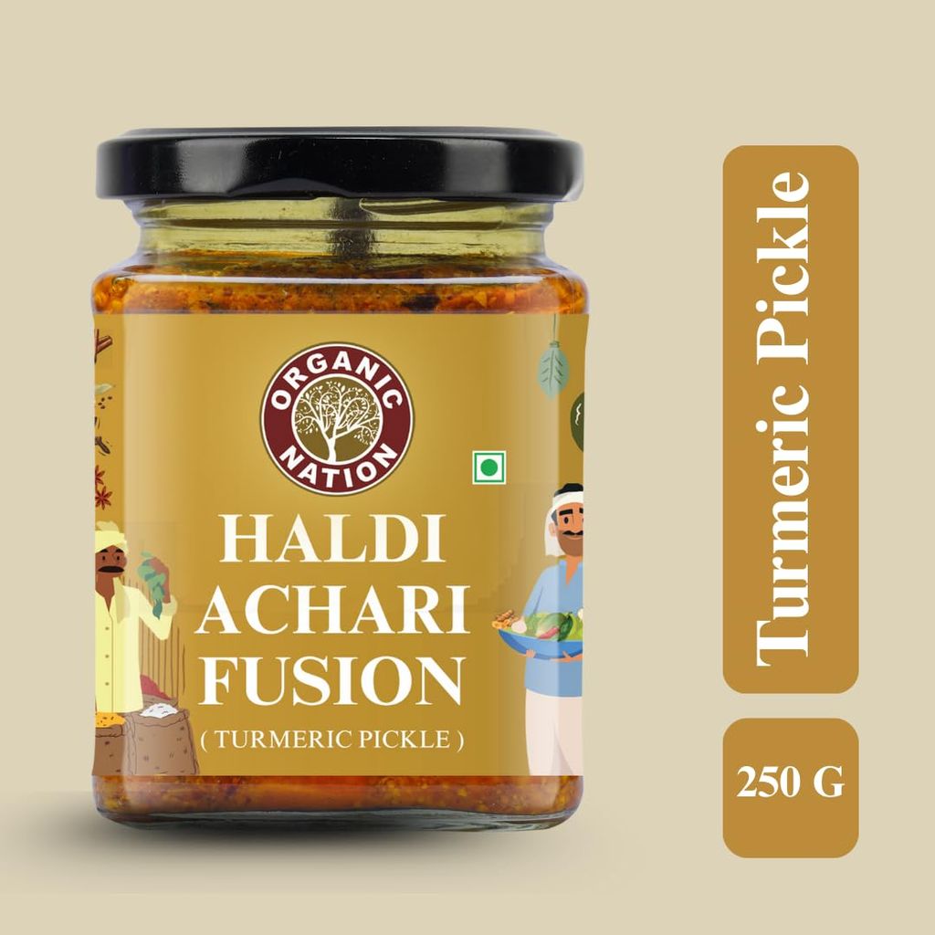 Organic Nation Turmeric Pickle � Haldi Achari Fusion | Homestyle Indian Pickle | Authentic Traditional Taste | No Preservatives | 250g view 2