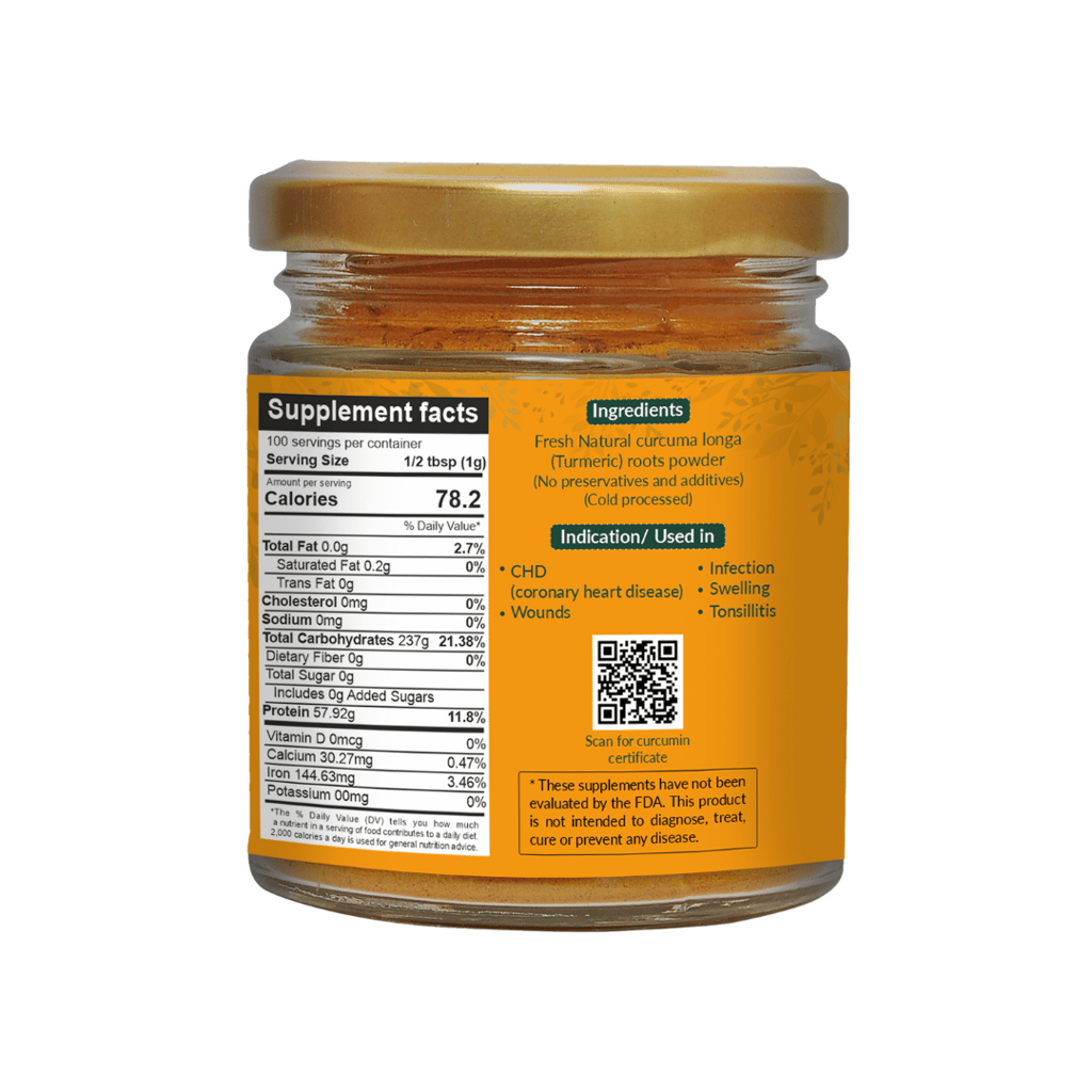 Turmeric With Extra Curcumin 3%+, Natural Supplement For Heart Health, Wound Healing, Tonsillitis, Thyroid Support view 2