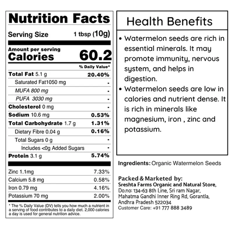 Sreshta Farms Raw Melon Seeds for Healthy Daily Snacking view 2