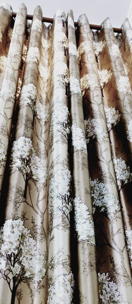 Omkar by R3 Inc. Thick Blackout 9 feet Door Eyelet Curtain I Block Sunlight I Room Darkening, Wrinkle Free, Noise Reduction, Fade Resistant, Balance Temperature Set of 2 Curtains (Tree Curtain Brown) view 2