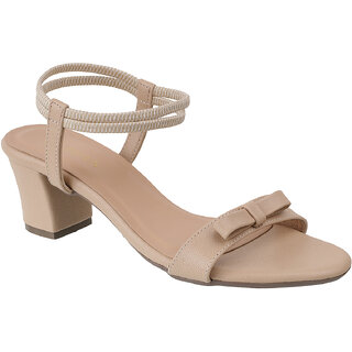 Lazera Beige Block Heel Sandals for Women Transparent Strap Festive Mules view 2