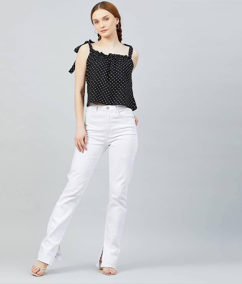 Chimpaaanzee Women's Crepe Crop Top ( Black ) view 2