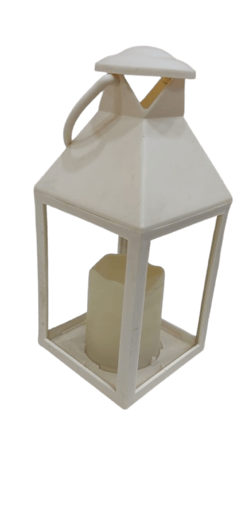 White LED Lantern with Flickering Flameless Candle view 2