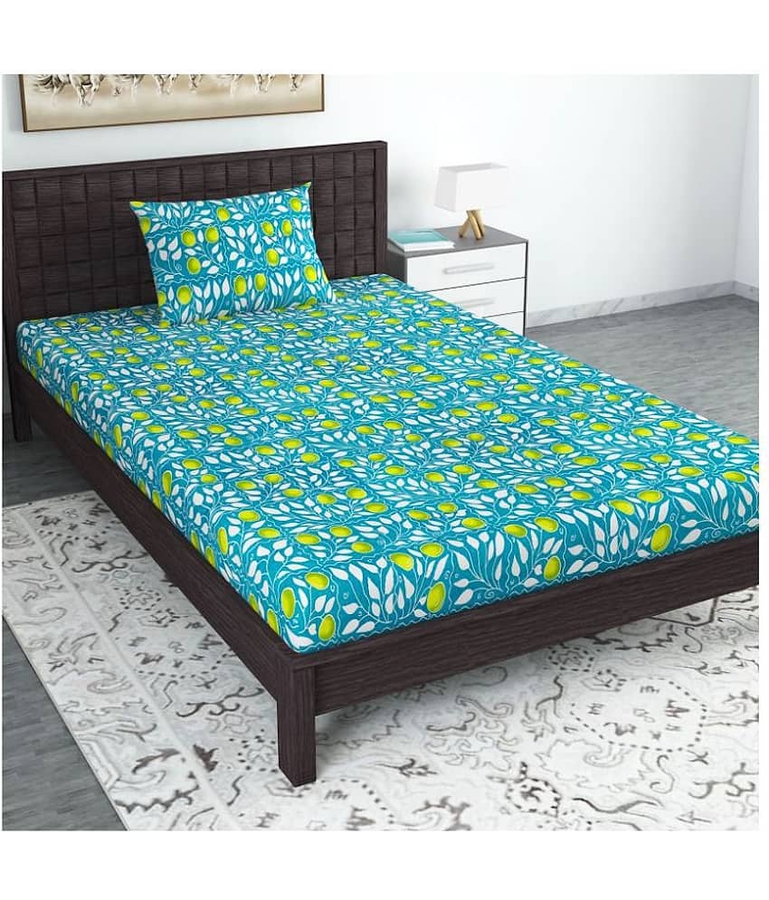 DIVINE CASA Cotton Single Bedsheet ( Green )