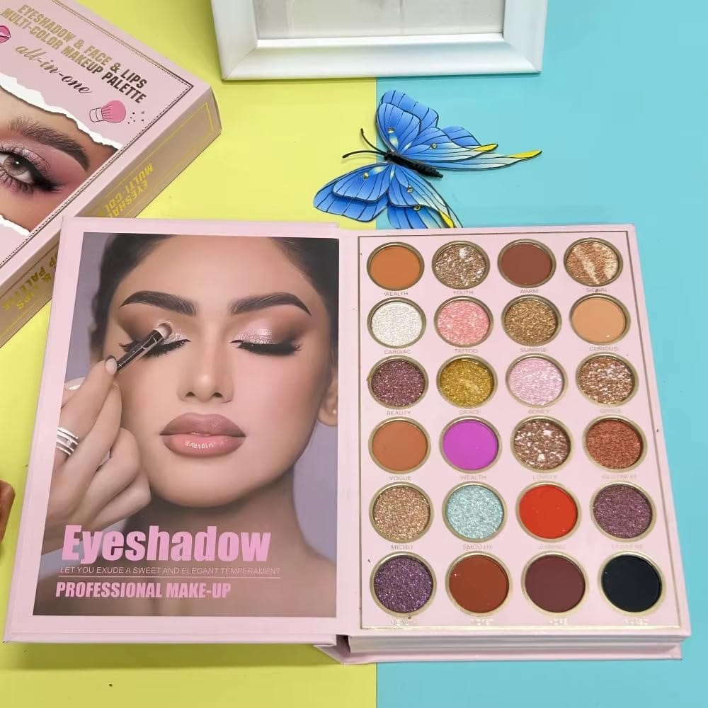 Book-Style 55 color Eyeshadow Highlighter Blush Lip Gloss Multi-functional Makeup Palette view 2
