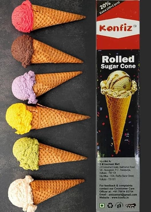 Wafer Rolled Sugar Cone, Pack of 12 Pcs view 2