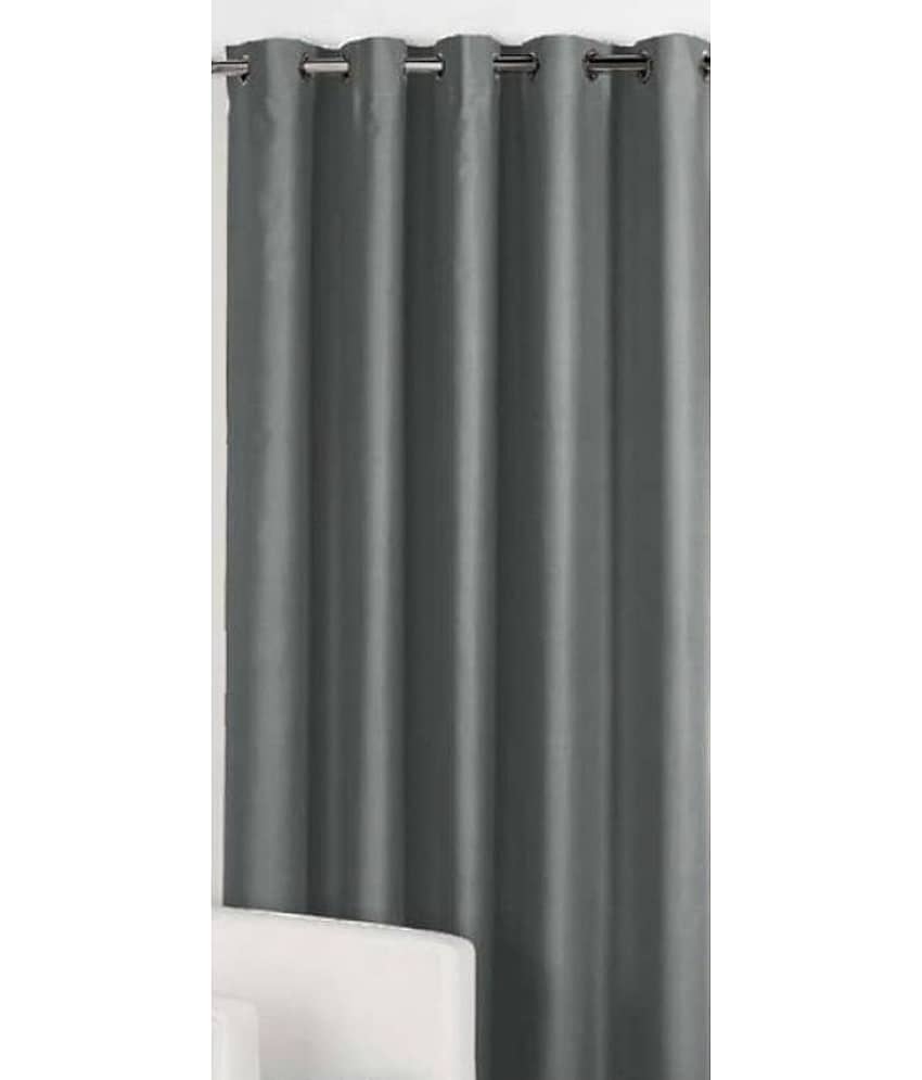 N2C Home Solid Semi-Transparent Eyelet Curtain 9 ft ( Pack of 2 ) - Dark Grey view 2