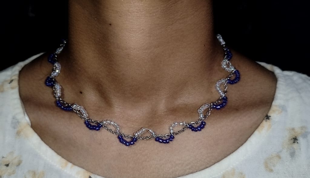 Beaded NECKLES CHAIN with silver lobster claw clasp view 2
