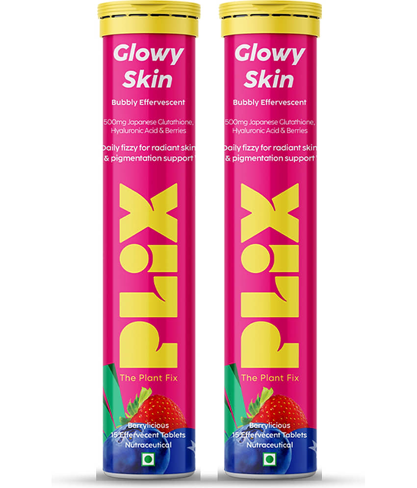 Plix Glutathione Skin Glow Effervescent Tablet 500mg for Clear & Youthful Skin(2 x 15 Tablets)