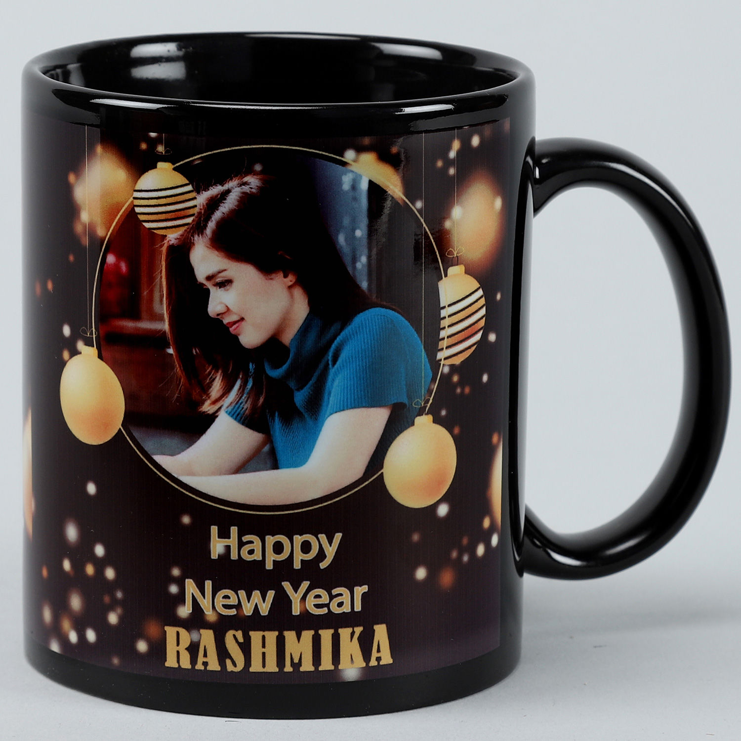 Happy New Year Personalised Black Mug view 2
