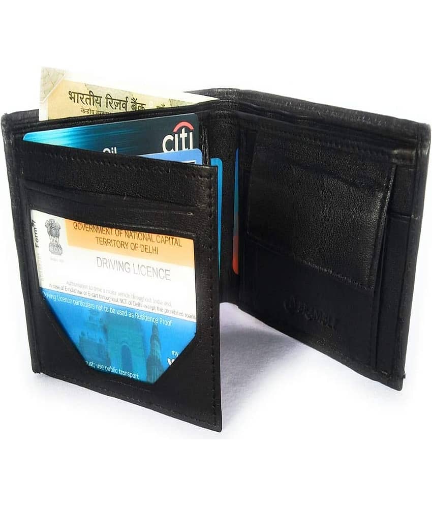 Bramble Black Leather Men's Two Fold Wallet ( Pack of 1 ) view 2