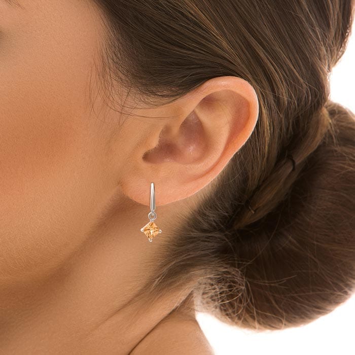 Silver Champagne Luster Earrings view 2