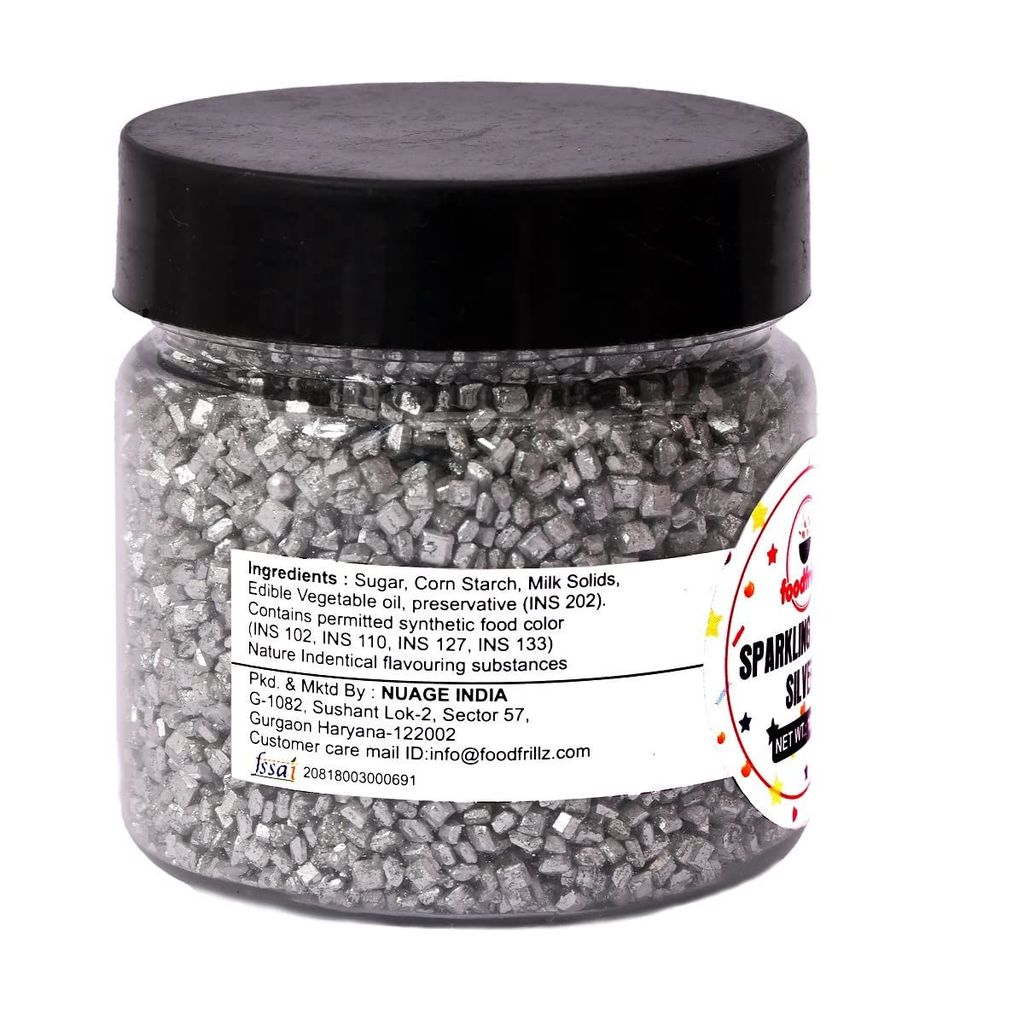 foodfrillz Sparkling Sugar Sprinkles-Silver, 100 g view 2