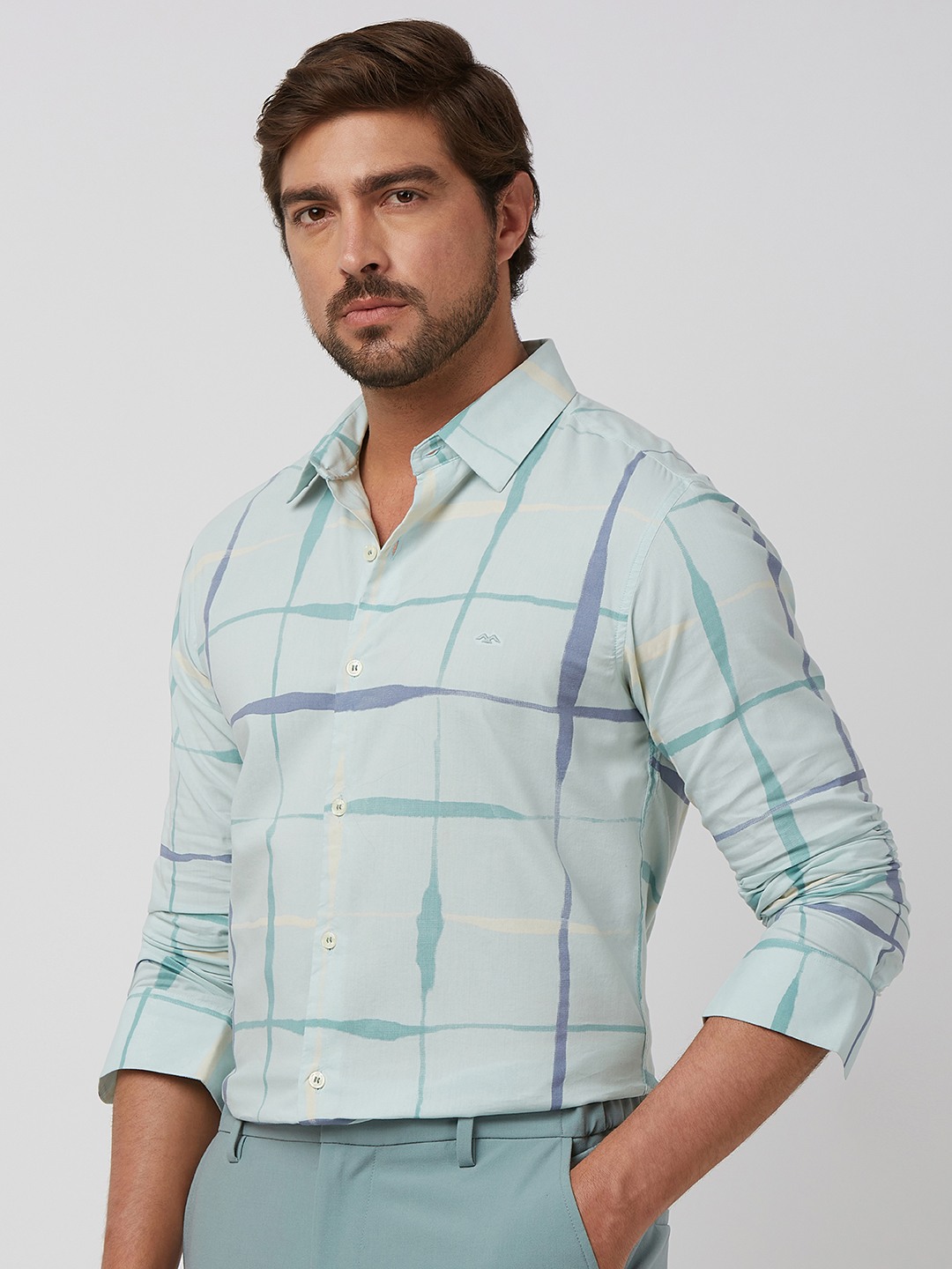 Aqua Printed Check Slim Fit Casual Shirt view 2