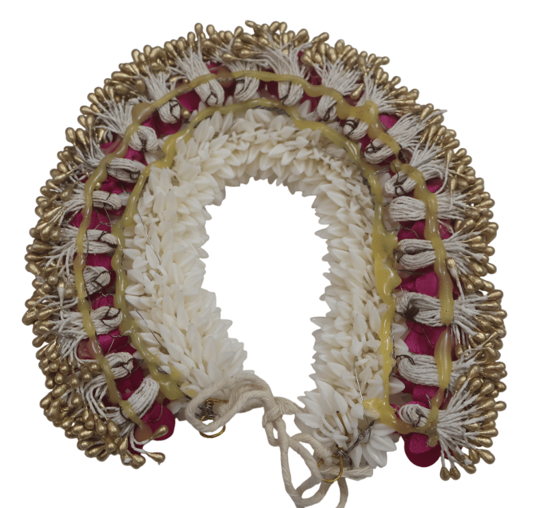 Elegant Indian Bridal Hair Accessory with White Beads & Red Roses view 2