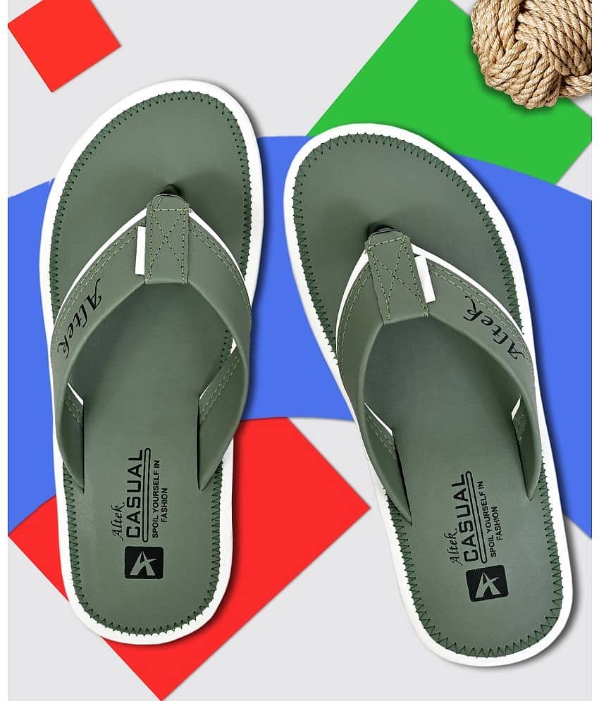 Altek Green Men's Leather Slipper view 2
