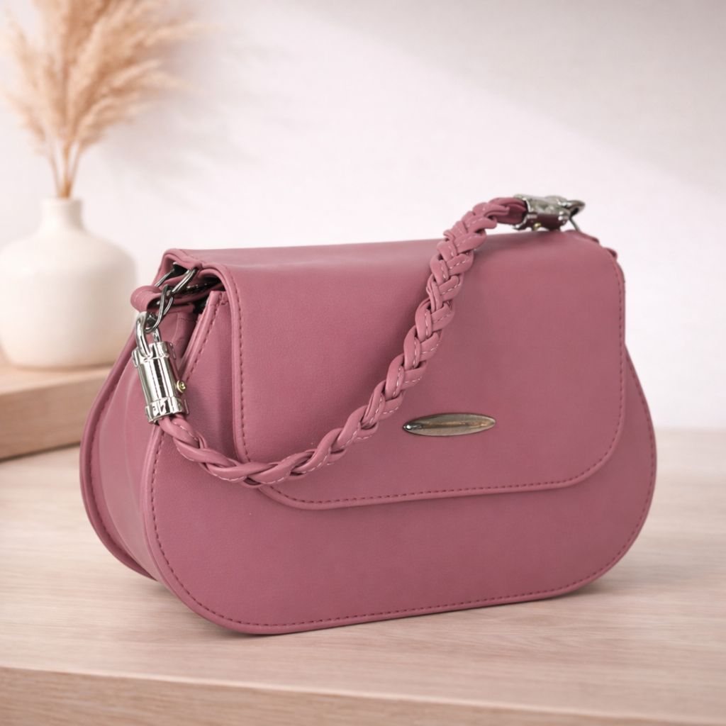 Elegant Women’s Braided Handle Sling Bag | Premium PU Leather Small Handbag | Trendy Shoulder Bag for Girls & Women
