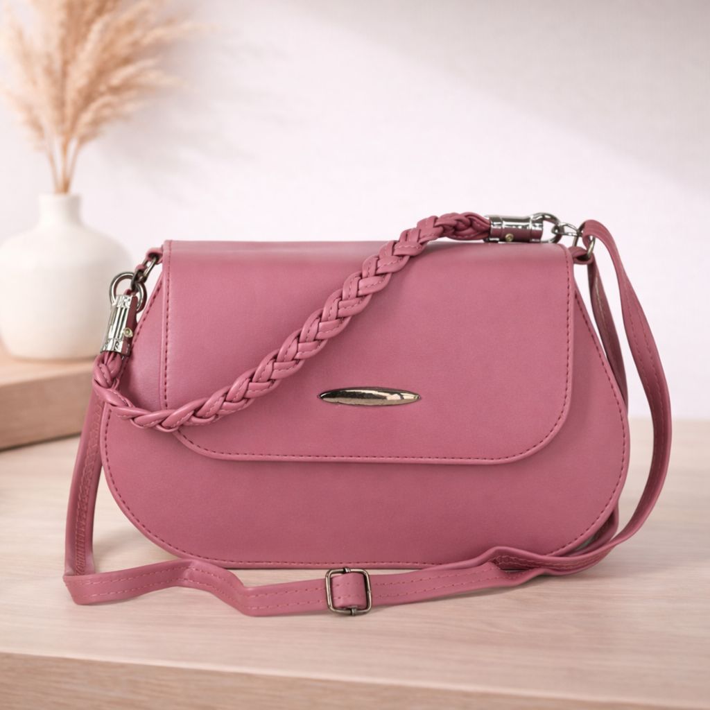 Elegant Women’s Braided Handle Sling Bag | Premium PU Leather Small Handbag | Trendy Shoulder Bag for Girls & Women view 2