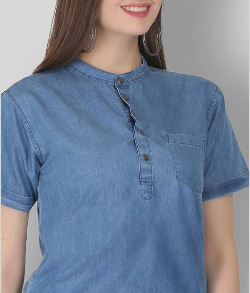 SAAKAA Women's Denim Regular Top ( Blue ) view 2