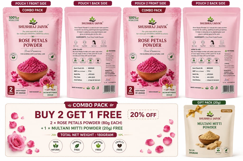 SHUSHRAJ JAIVIK Rose Petals Powder Combo Pack 180g