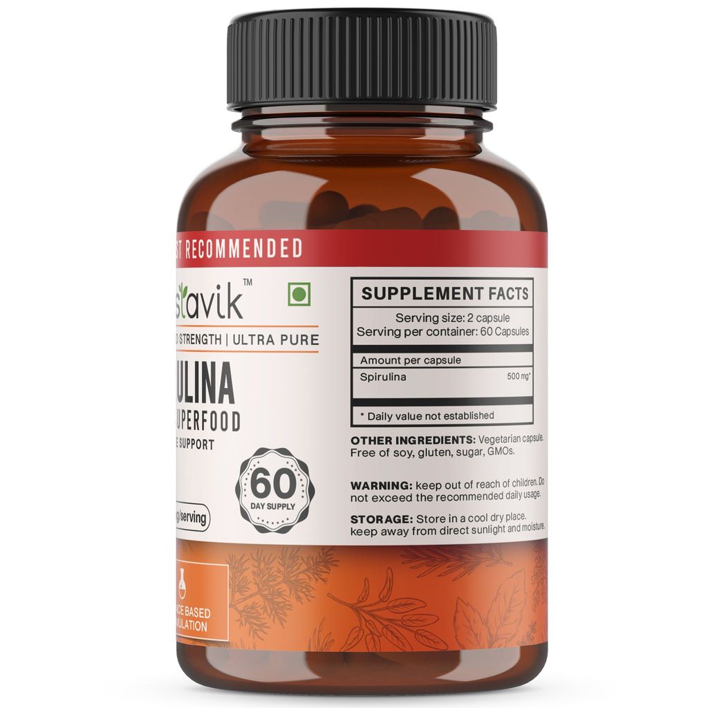 Vaastavik Spirulina 120 Veg Capsules Supplement view 2