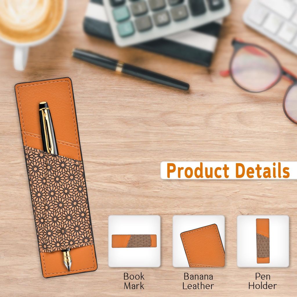 Handcrafted, Vegan Leather Pen Holder - Tan view 2
