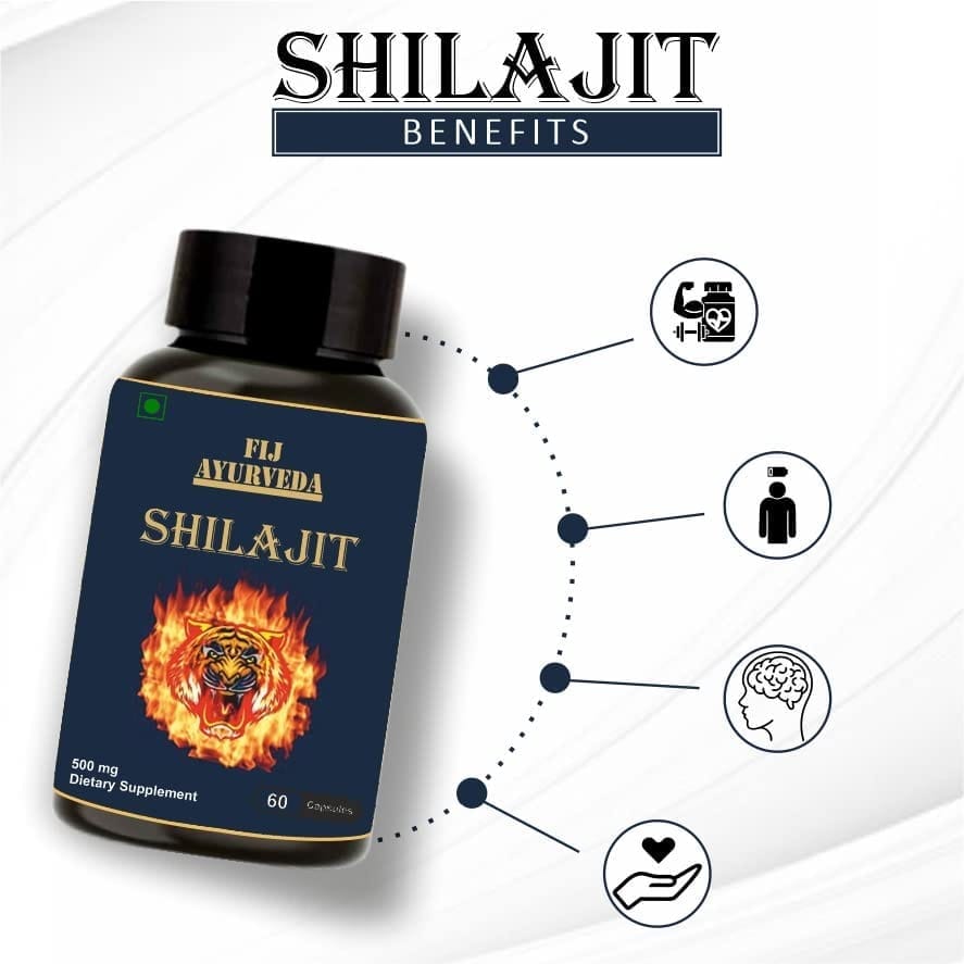 FIJ AYURVEDA Shilajit/Shilajeet Capsule Supports Vigor & Vitality - 500mg 60 Capsules (Pack of 2) view 2