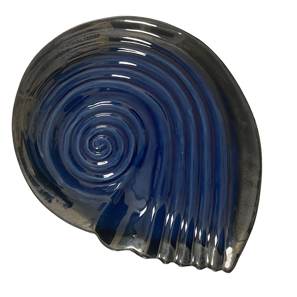 Ceramic Dining Royal Blue Sea Shell Glazed Ceramic Serving Platter view 2