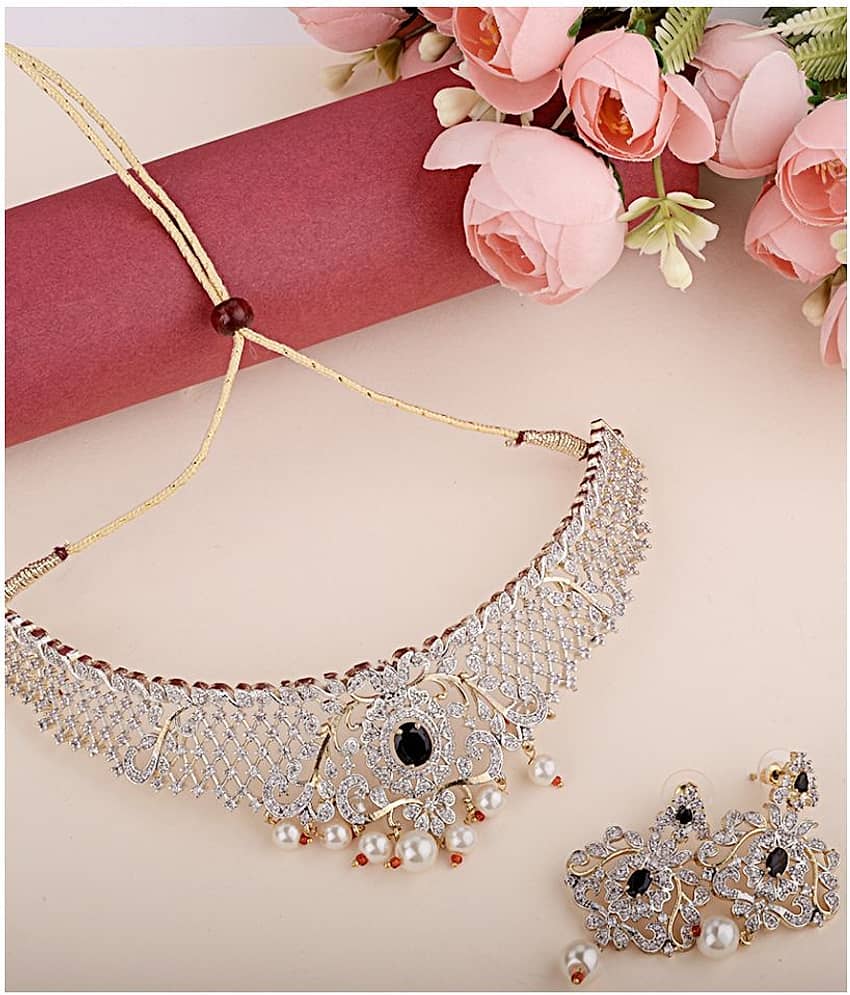 Ladymania Alloy Black Contemporary/Fashion Necklaces Set Choker view 2