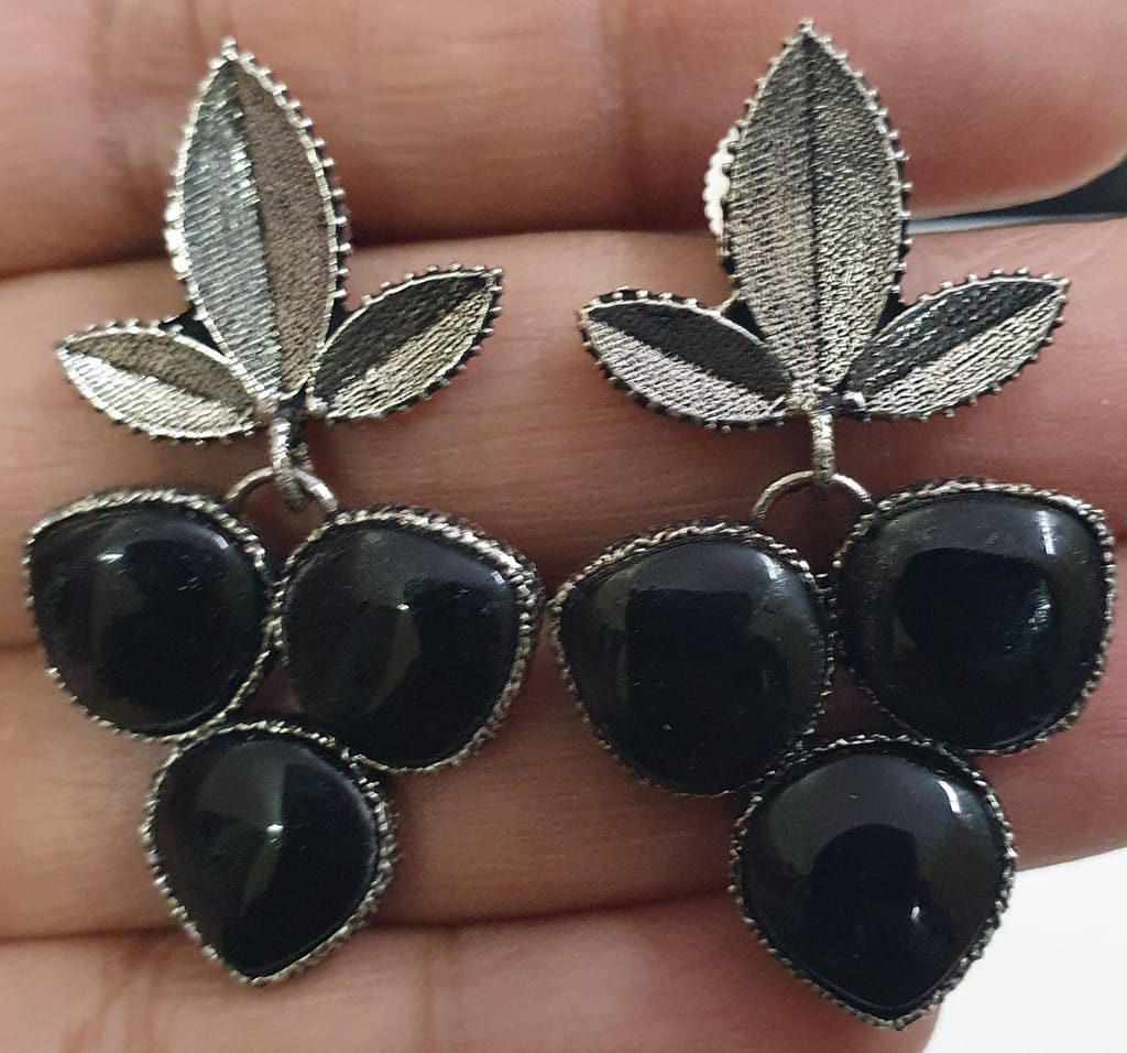 German Silver Oxidized Beautiful Earrings view 2