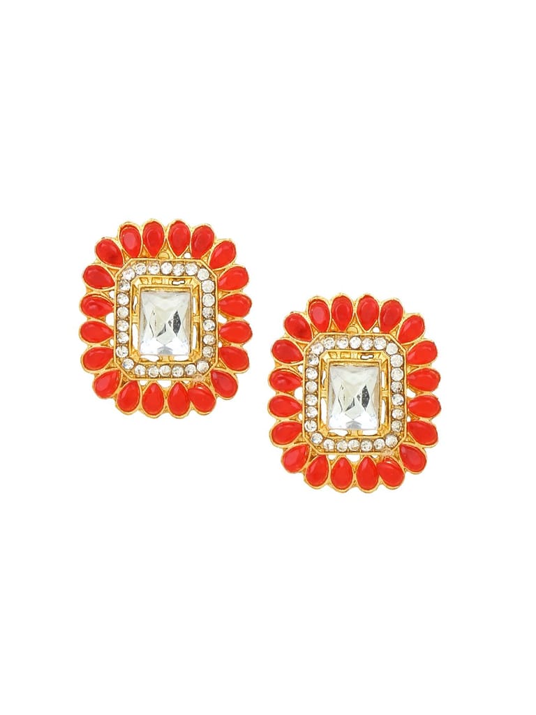 Cardinal Kundan Red Multistring Onyx Brass Choker Necklace Set view 2