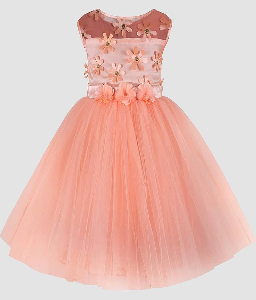 9stiches - Yellow Net Girls Frock ( Pack of 1 )