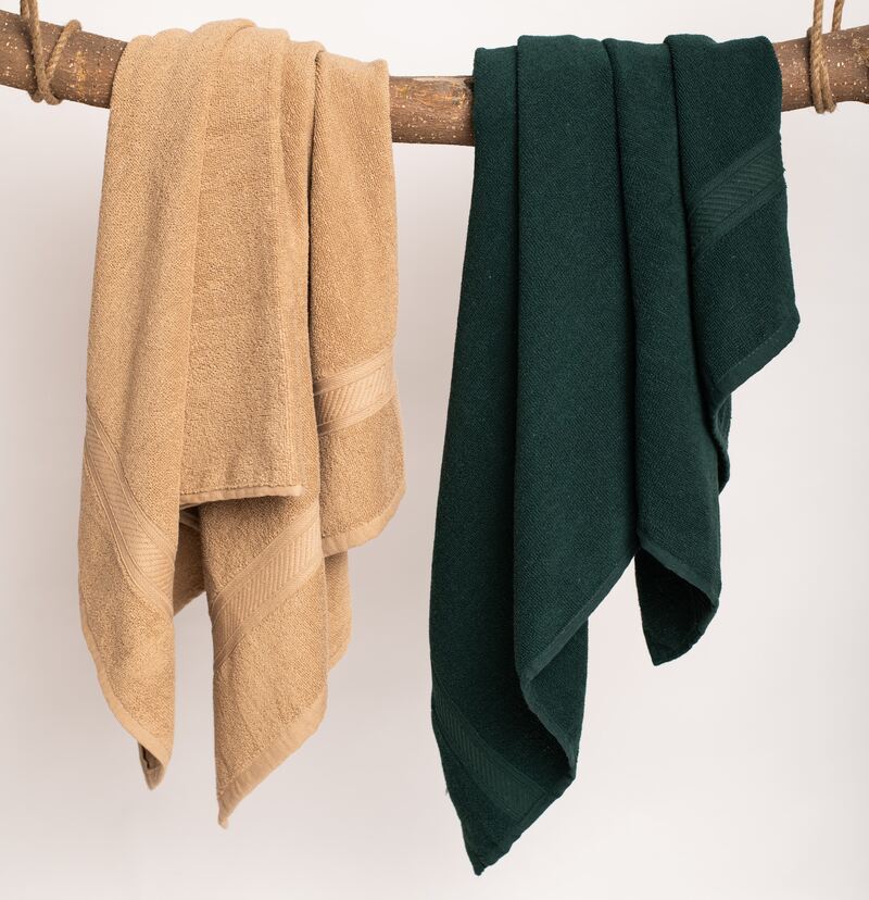 Furnofy Cotton 450 GSM Bath Towel Olive Green, Beige (Pack Of 2) view 2