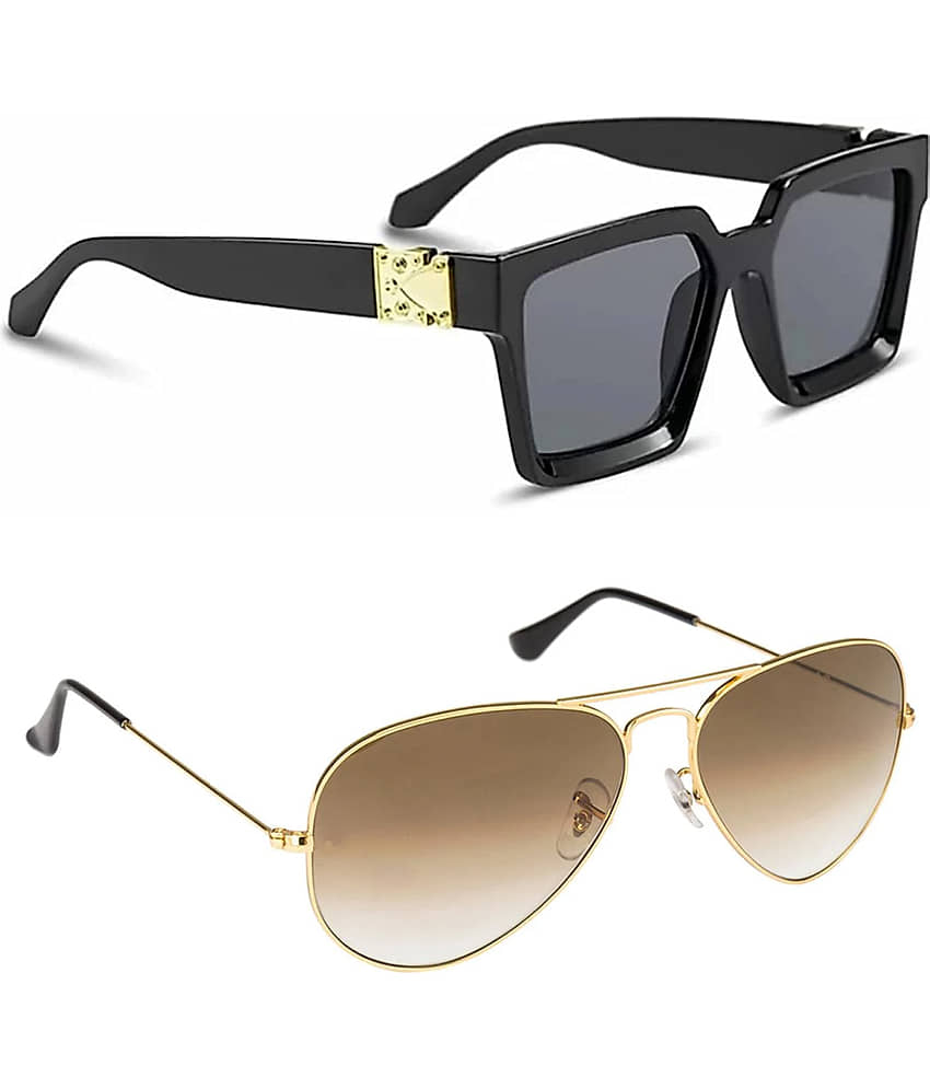 Kanny Devis - Black Rectangular Sunglasses ( Pack of 2 ) view 2