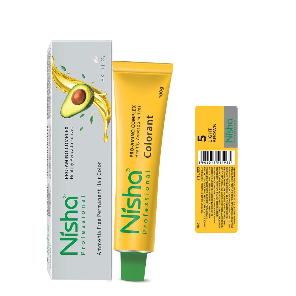 Nisha Professional Creme Hair Color 5.0 Light Brown 100g, Permanent Hair Colour, Professional Salon Hair Colour view 2