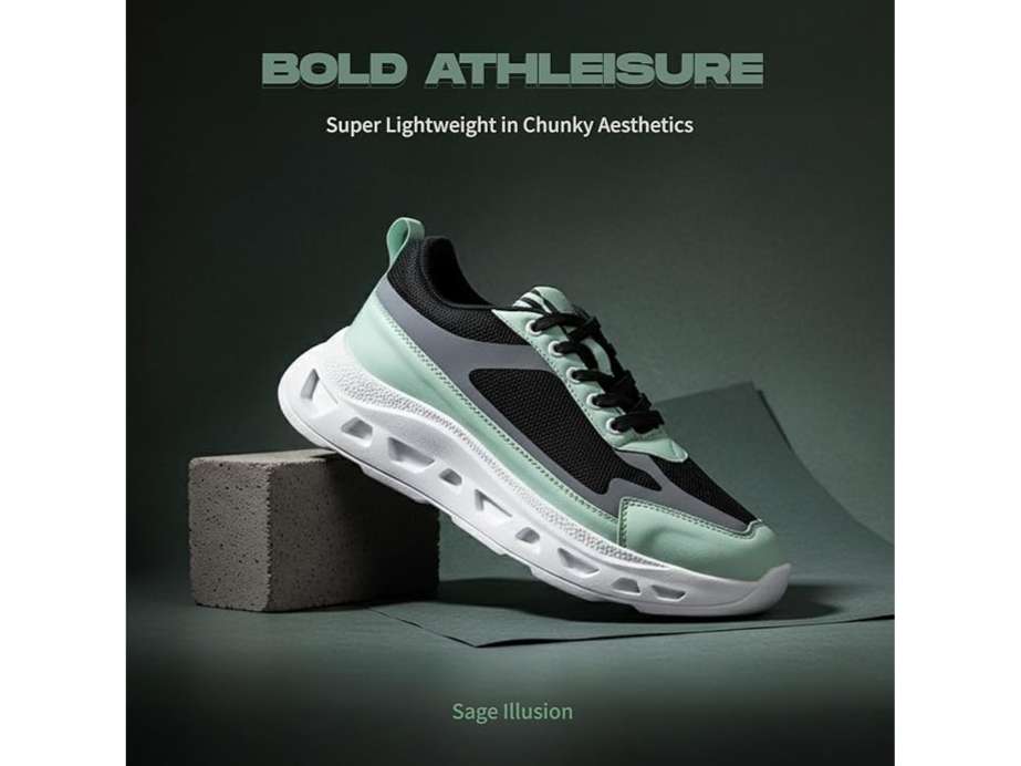 Volton Sage Illusion Casual Chunky Lace-Up Shoes - Green Black and radium with Height Lift - UK - 8 view 2