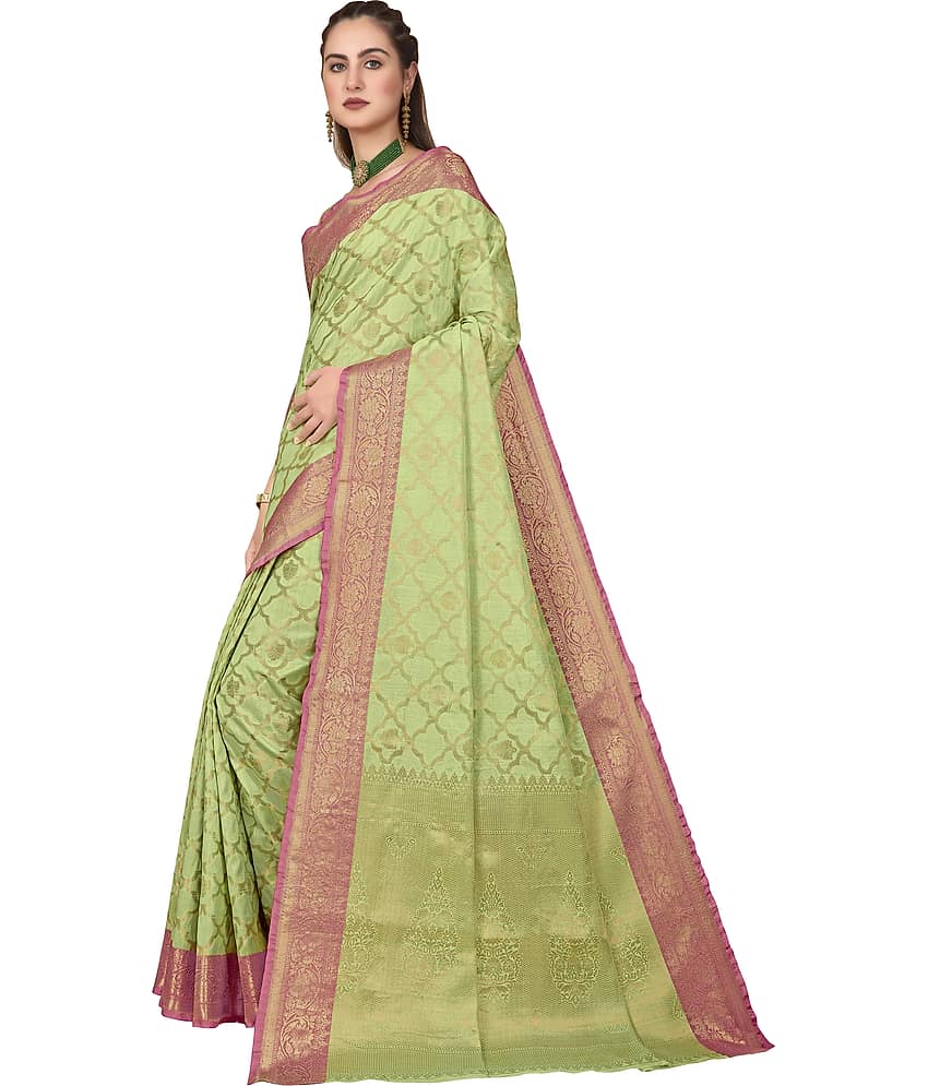 Sariya Jacquard Woven Saree With Unstitched Blouse Piece ( Pink ) view 2