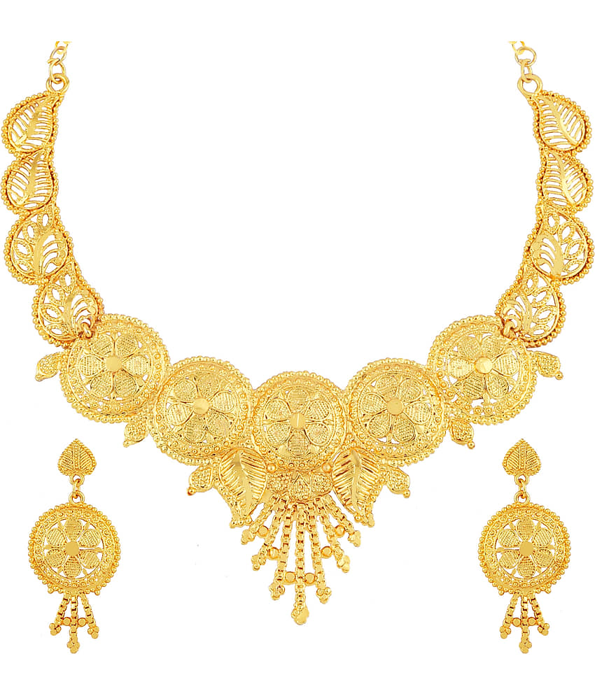 ShreejiHuff Alloy Golden Traditional Necklaces Set view 2