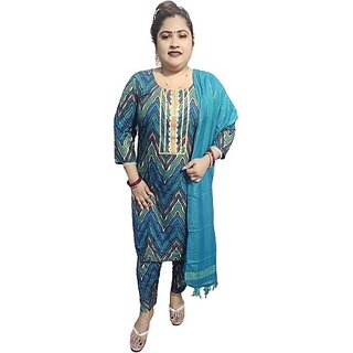 Women Viscose Rayon Kurta Pant Dupatta Set view 2