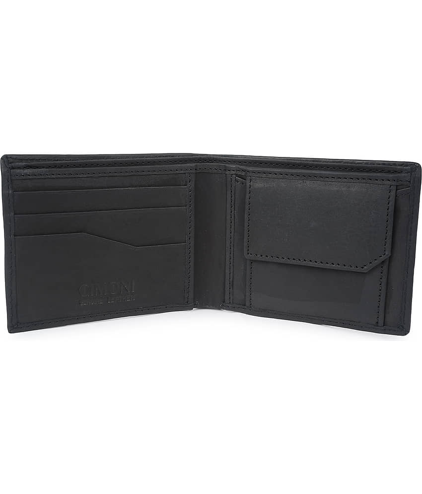 CIMONI Black 100% Leather Men's Two Fold Wallet ( Pack of 1 ) view 2