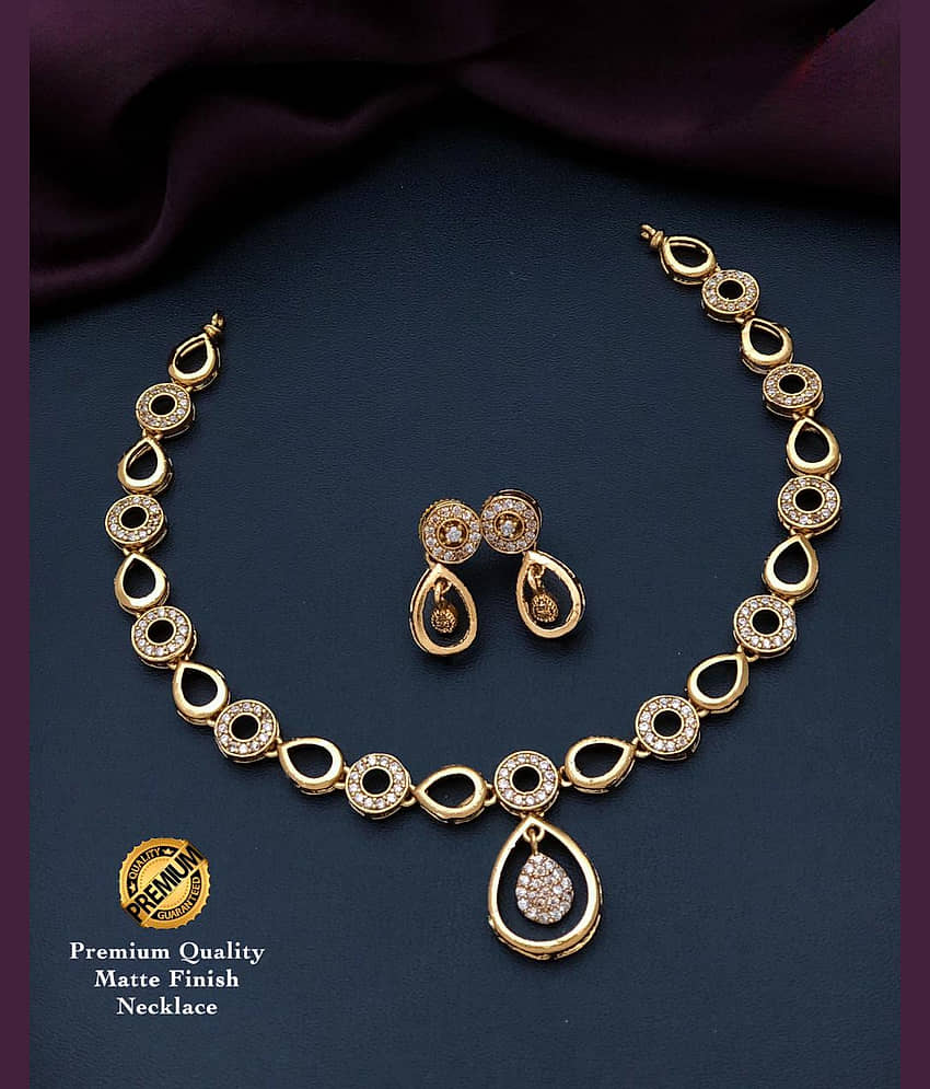 ROFARWORD Gold Brass Necklace Set ( Pack of 1 ) view 2