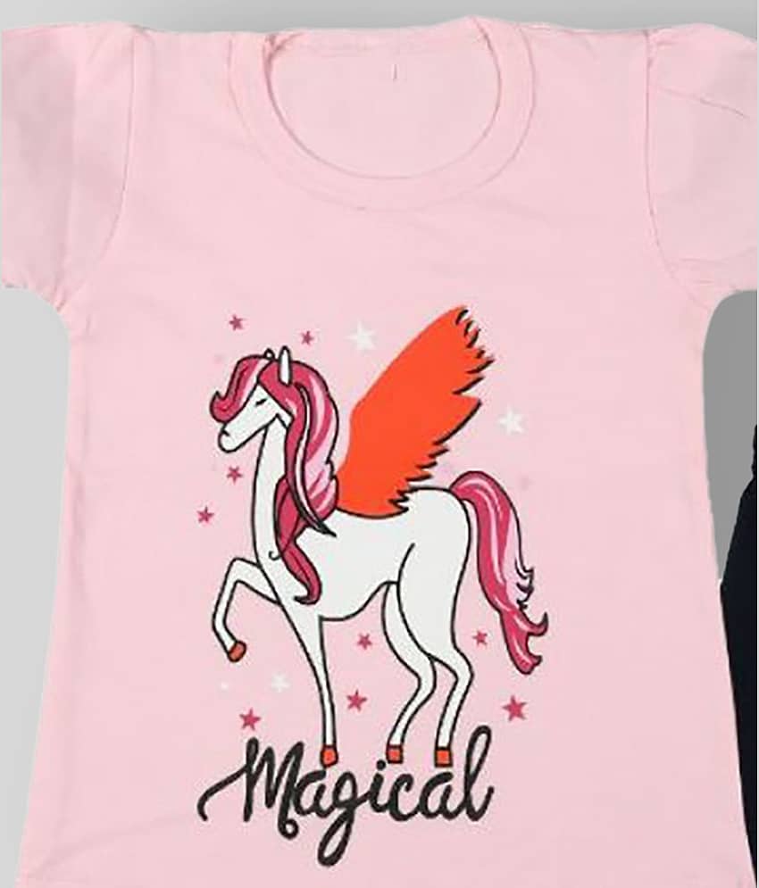 CATCUB Pack of 1 Girls 100% Cotton Top With Pants ( Pink ) view 2