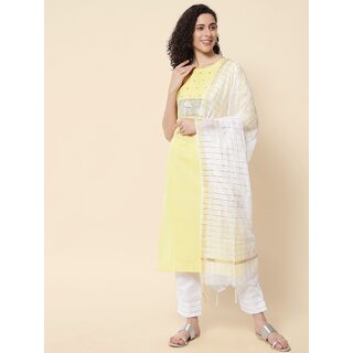 SVB Yellow Embroideried Kurta Set view 2