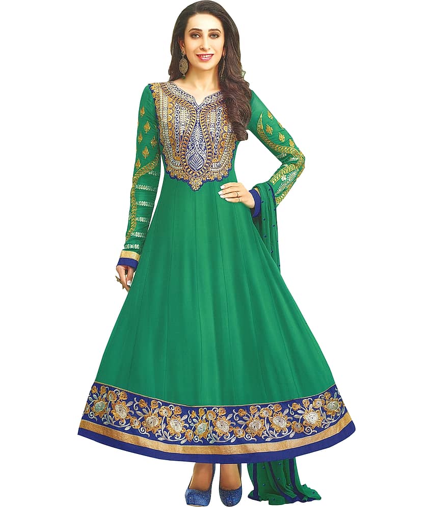 Reya Green Georgette Unstitched Dress Material -