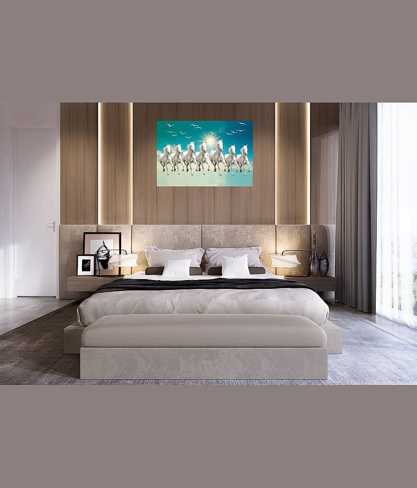 wallpics Seven Running Horse Waterproof Sticker Vinyl Photo Wall Poster Without Frame view 2