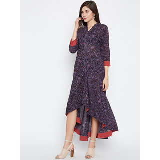 Purple-print-kurta view 2