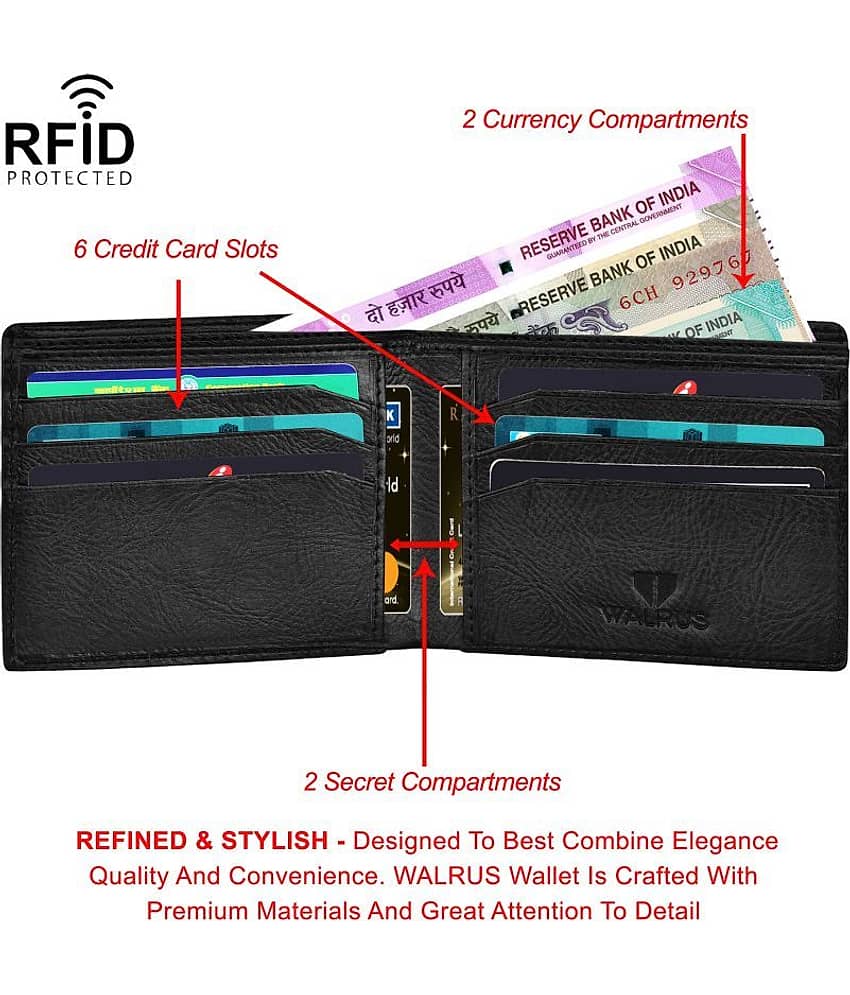 Walrus Faux Leather Black Casual Regular Wallet view 2