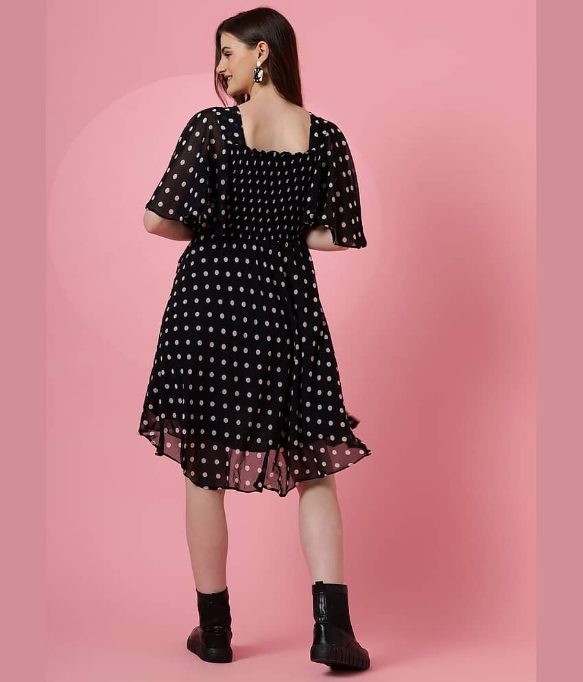 Sheetal associates Women Georgette Printed Fit & Flare Dress ( Black ) view 2
