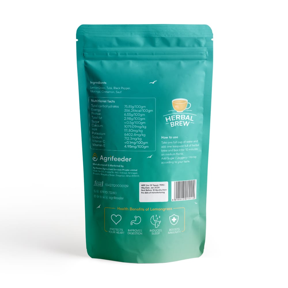 Agrifeeder Lemongrass Herbal Brew - Sauf Flavour 50gm Pouch view 2
