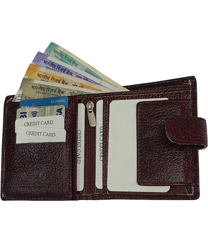 COCO ROYAL 100% Leather Printed Men's Two Fold Wallet With 10 Slots For Card ( Mud Brown , Pack of 1 ) view 2